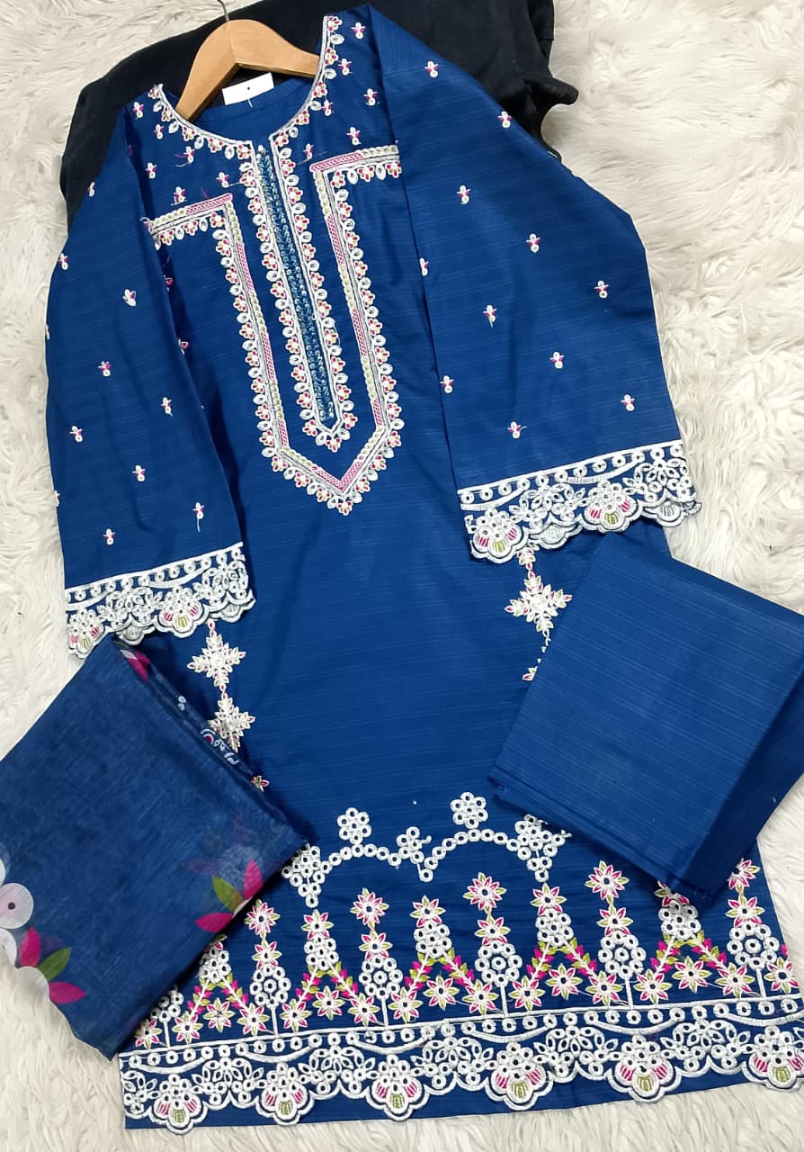 3 PIECE - EMBROIDERED LAWN SUIT