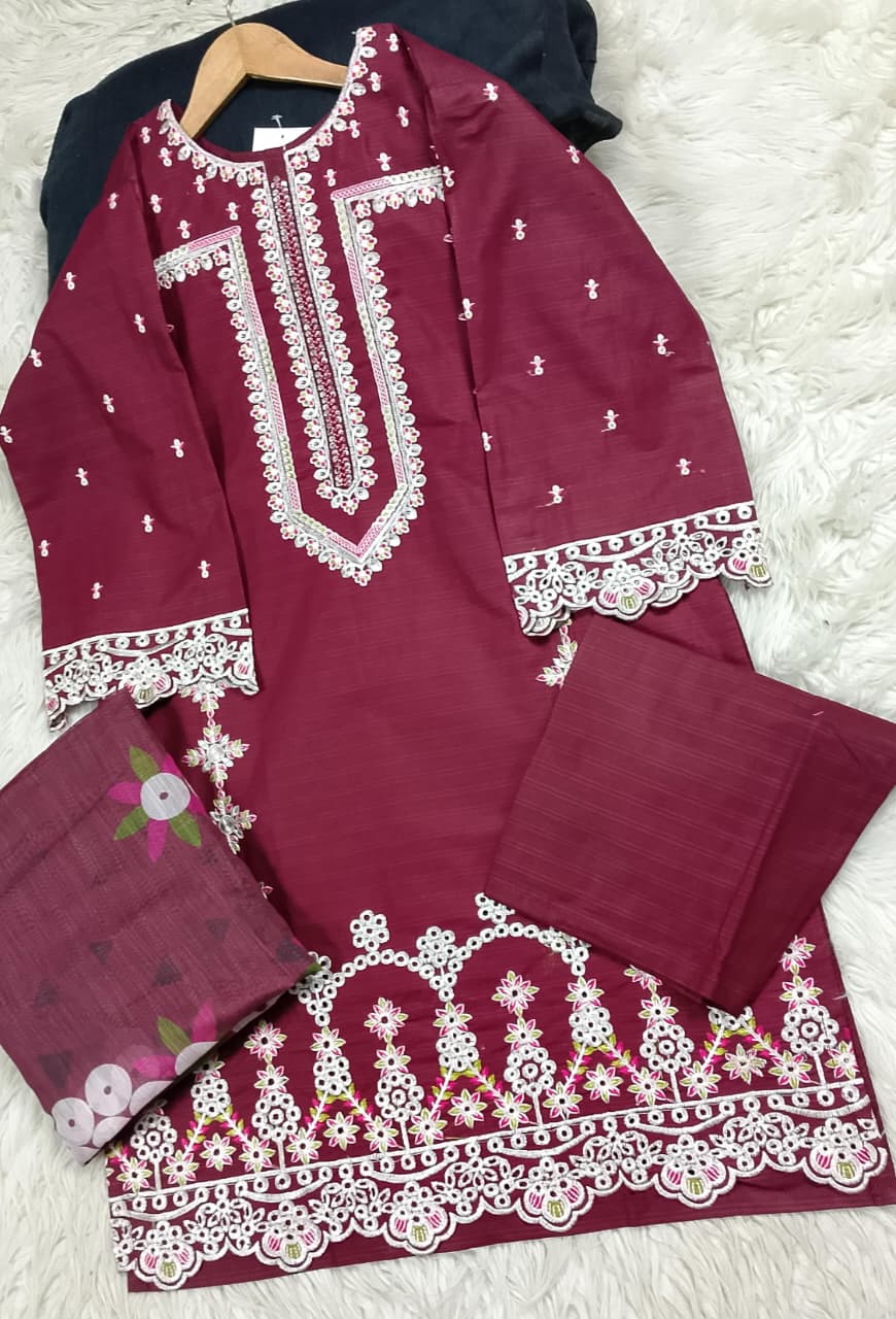 3 PIECE - EMBROIDERED LAWN SUIT