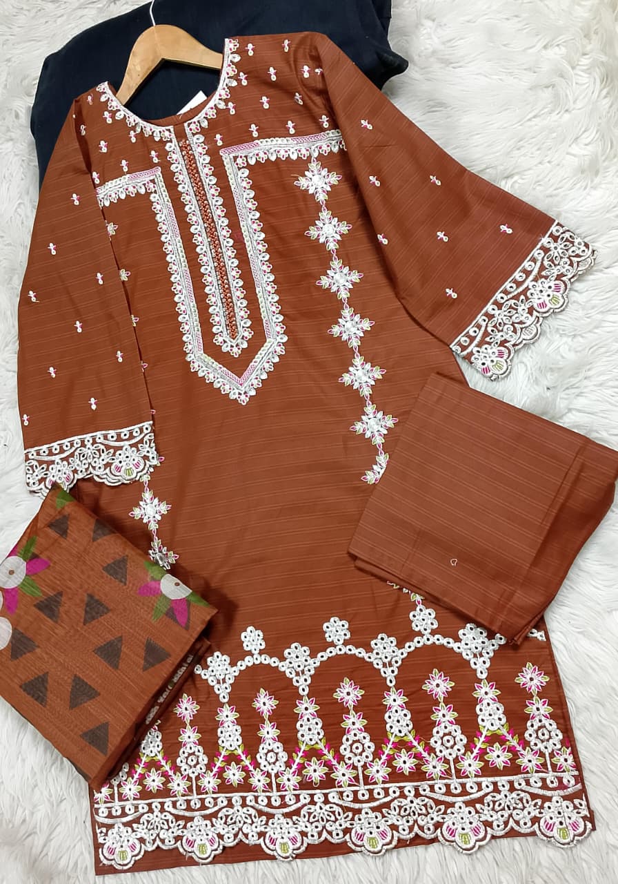 3 PIECE - EMBROIDERED LAWN SUIT