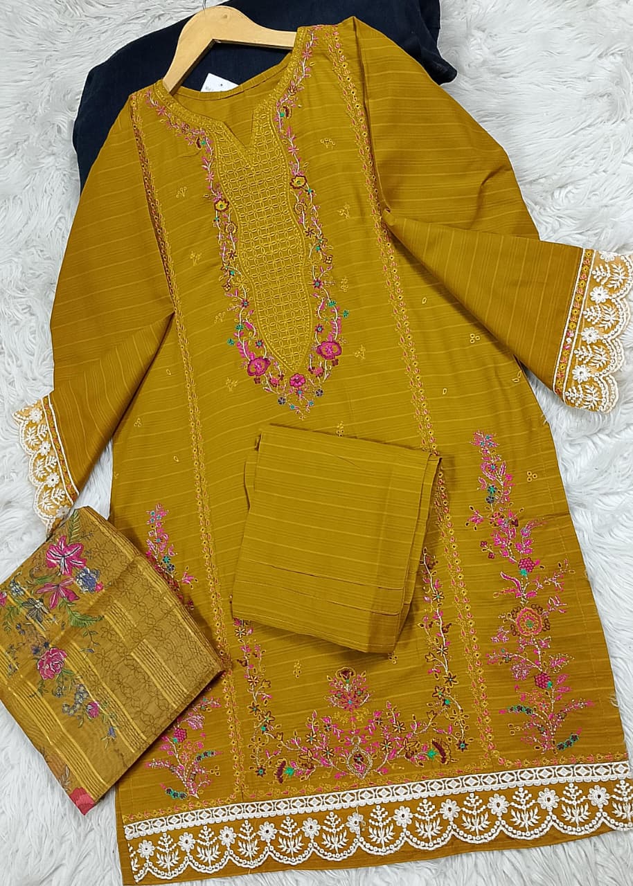 3 PIECE - EMBROIDERED LAWN SUIT