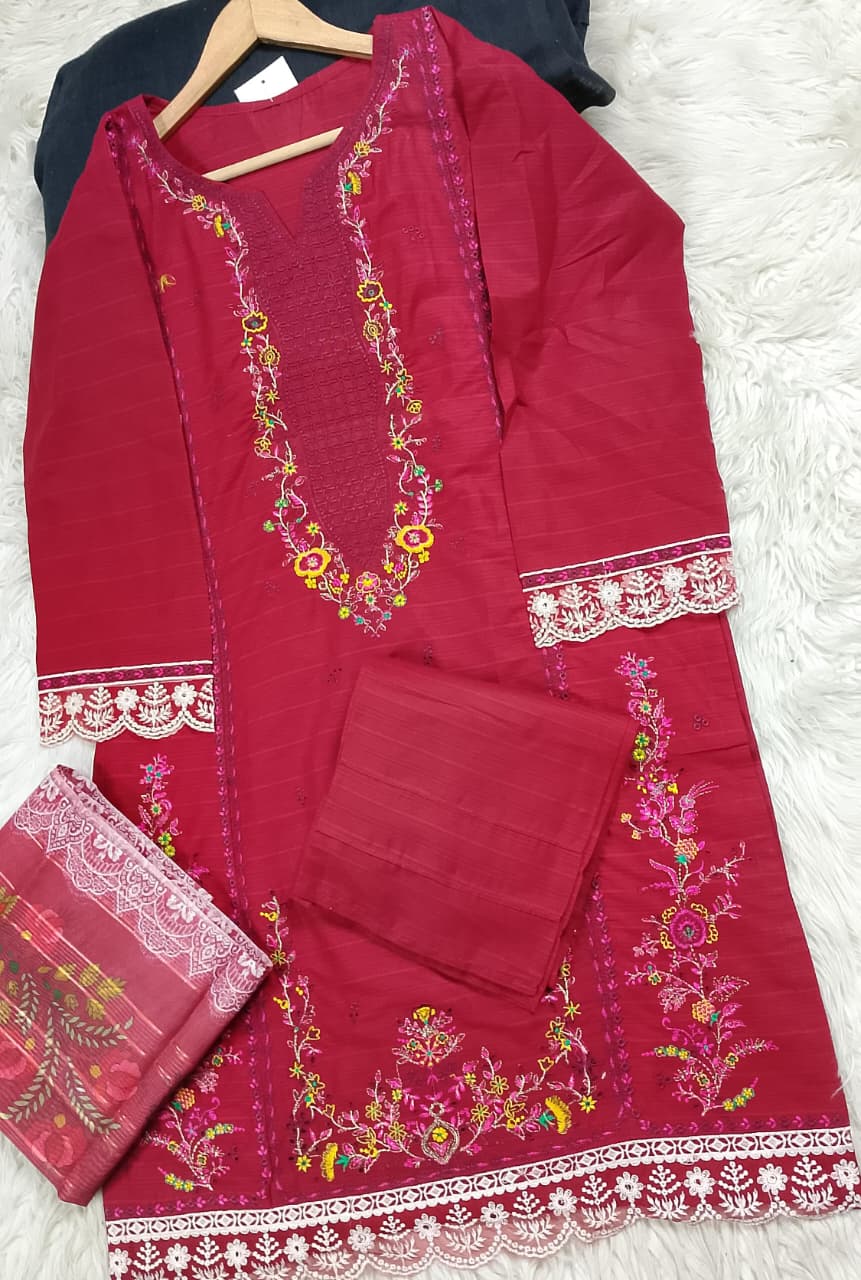 3 PIECE - EMBROIDERED LAWN SUIT