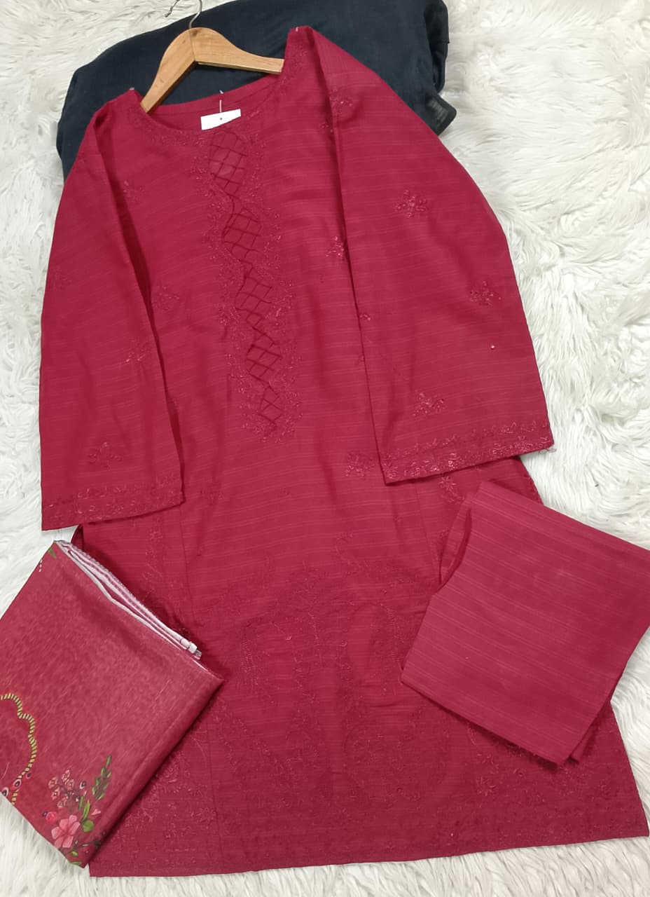 3 PIECE - EMBROIDERED LAWN SUIT