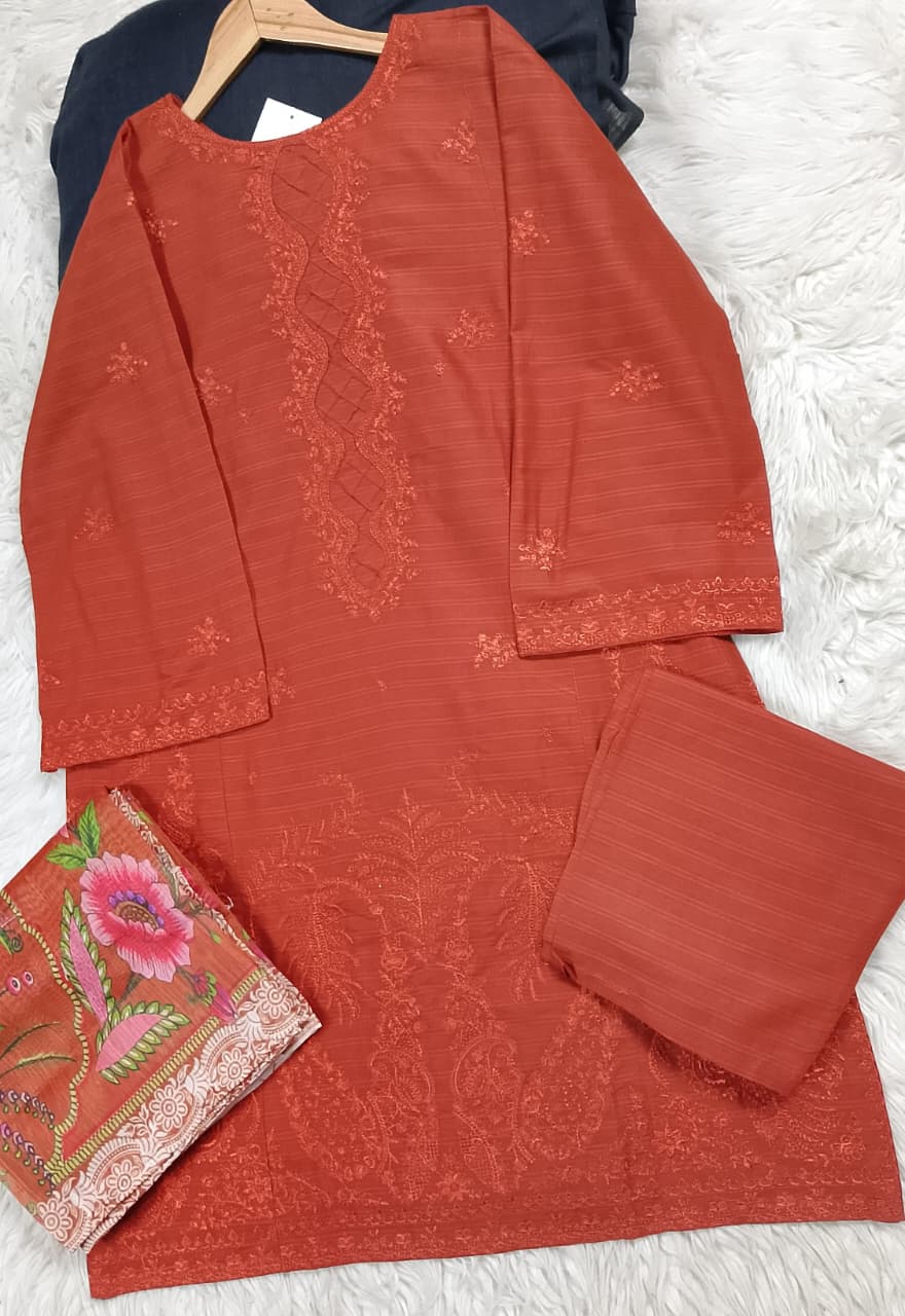 3 PIECE - EMBROIDERED LAWN SUIT