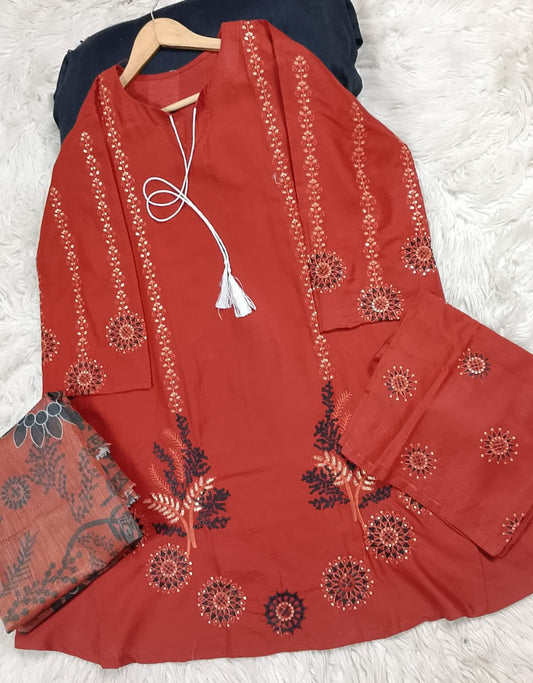3 PIECE - EMBROIDERED LAWN SUIT