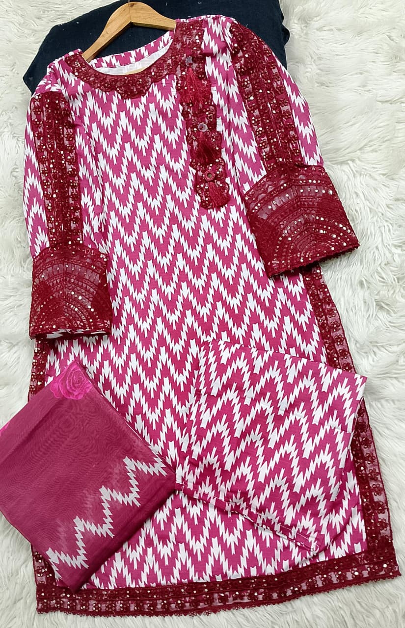 3 PIECE - EMBROIDERED LAWN SUIT