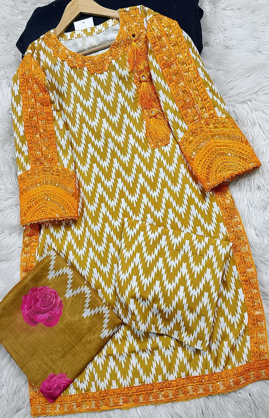 3 PIECE - EMBROIDERED LAWN SUIT