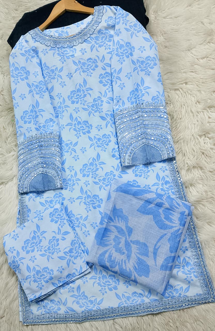 3 PIECE - EMBROIDERED LAWN SUIT
