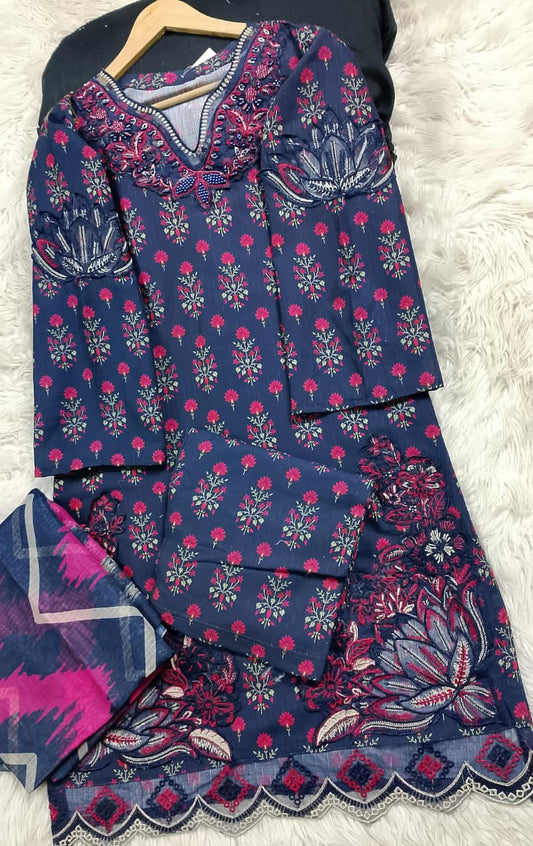 3 PIECE - EMBROIDERED LAWN SUIT