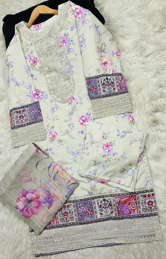 3 PIECE - EMBROIDERED LAWN SUIT