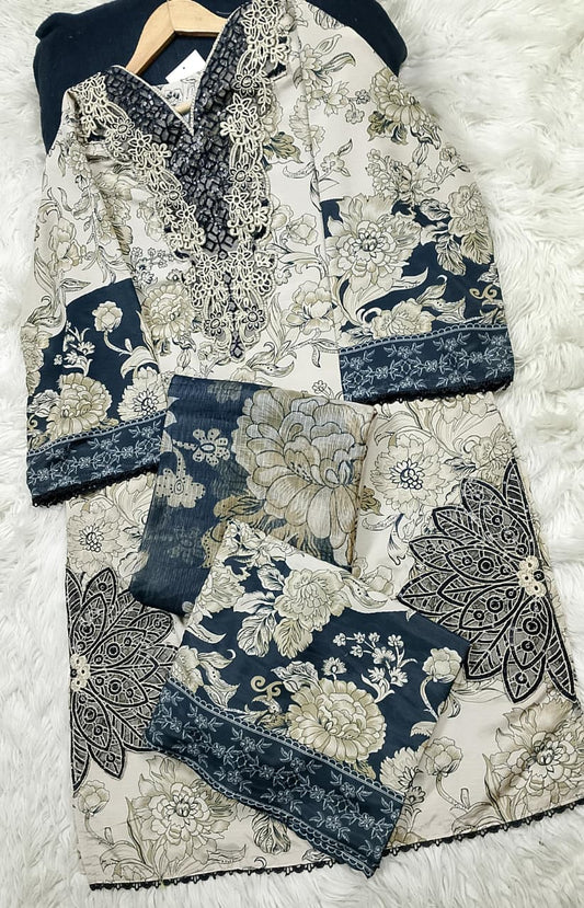 3 PIECE - EMBROIDERED LAWN SUIT