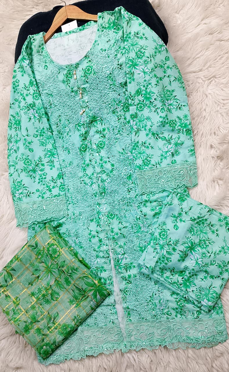 3 PIECE - EMBROIDERED LAWN SUIT
