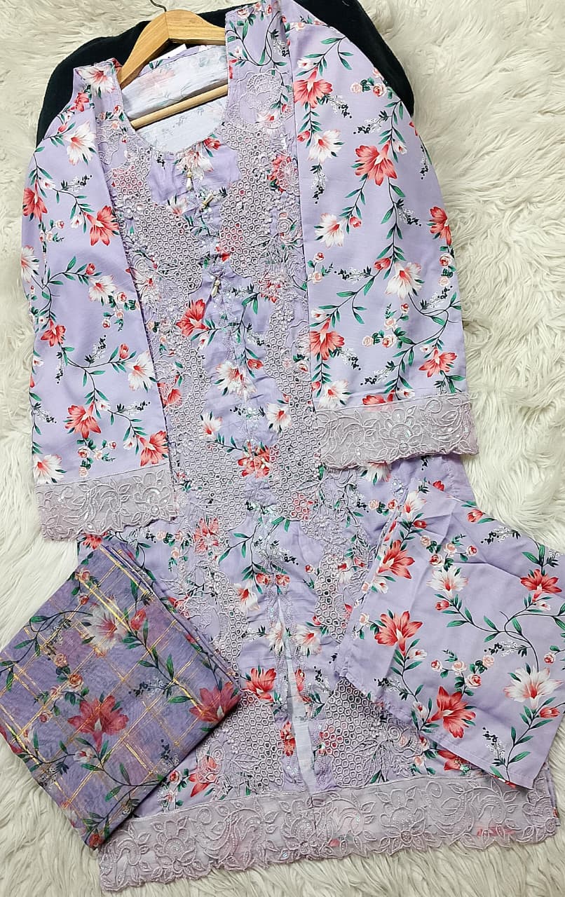 3 PIECE - EMBROIDERED LAWN SUIT