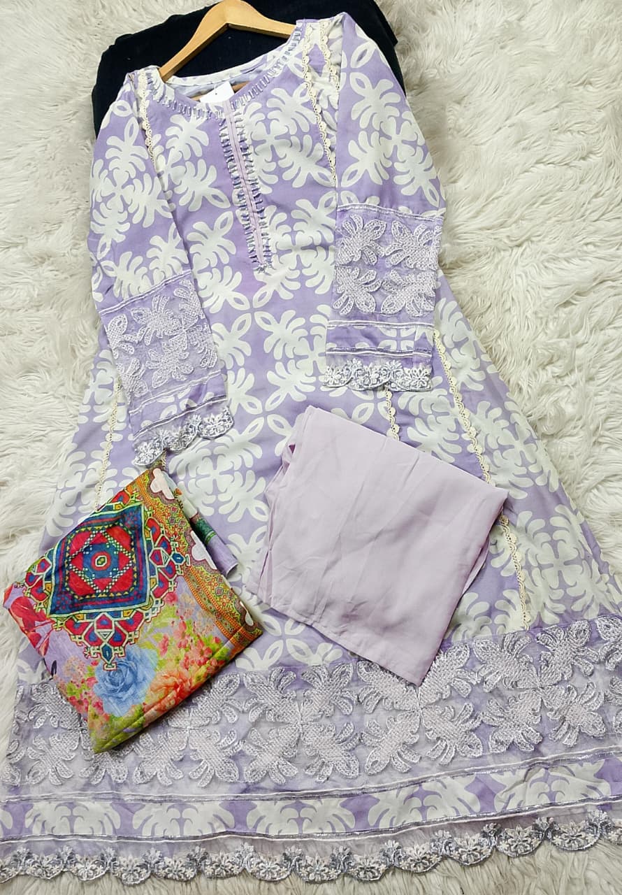 3 PIECE - EMBROIDERED LAWN SUIT