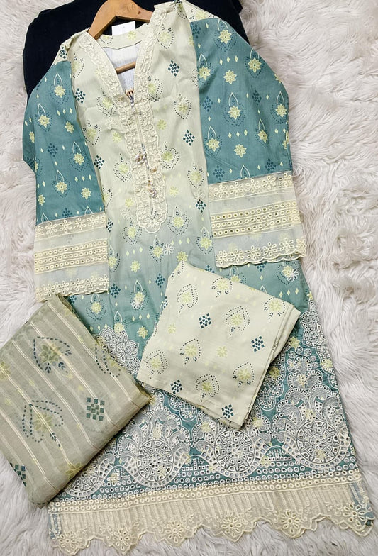 3 PIECE - EMBROIDERED LAWN SUIT