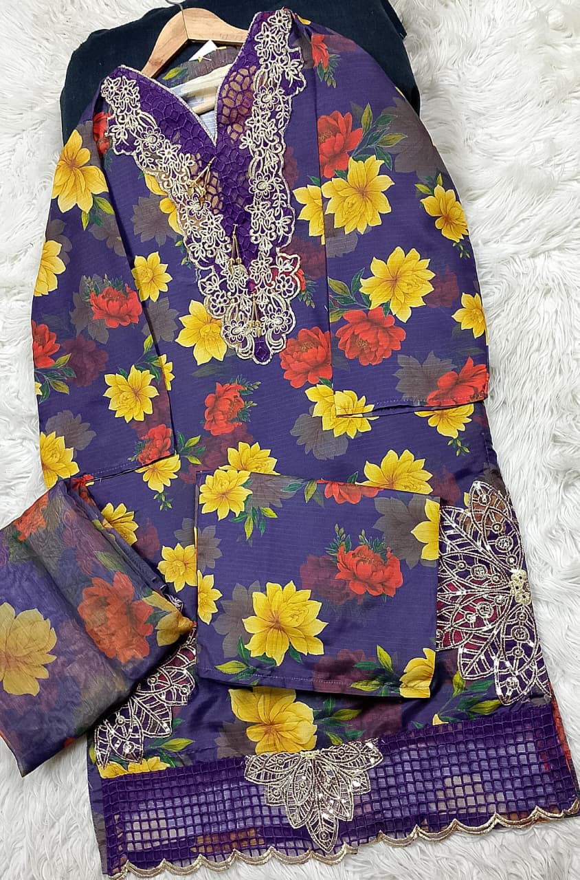 3 PIECE - EMBROIDERED LAWN SUIT