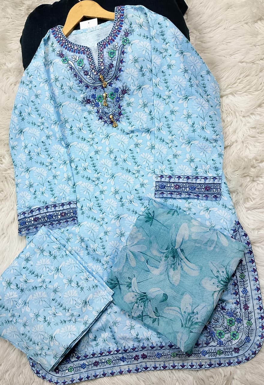 3 PIECE - EMBROIDERED LAWN SUIT