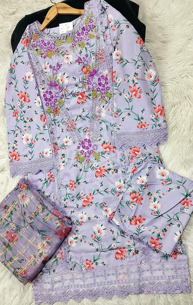 3 PIECE - EMBROIDERED LAWN SUIT
