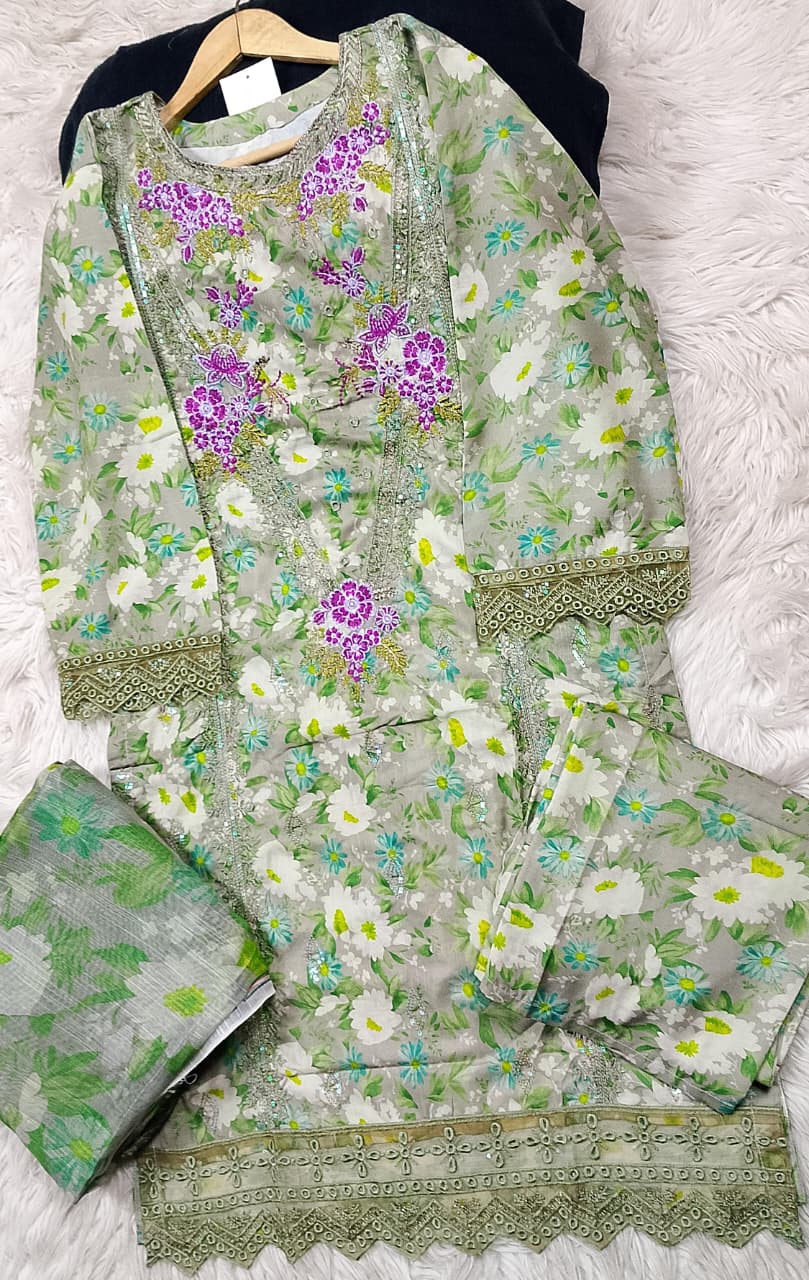 3 PIECE - EMBROIDERED LAWN SUIT