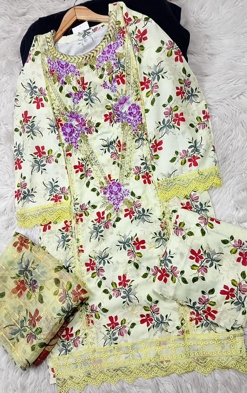 3 PIECE - EMBROIDERED LAWN SUIT