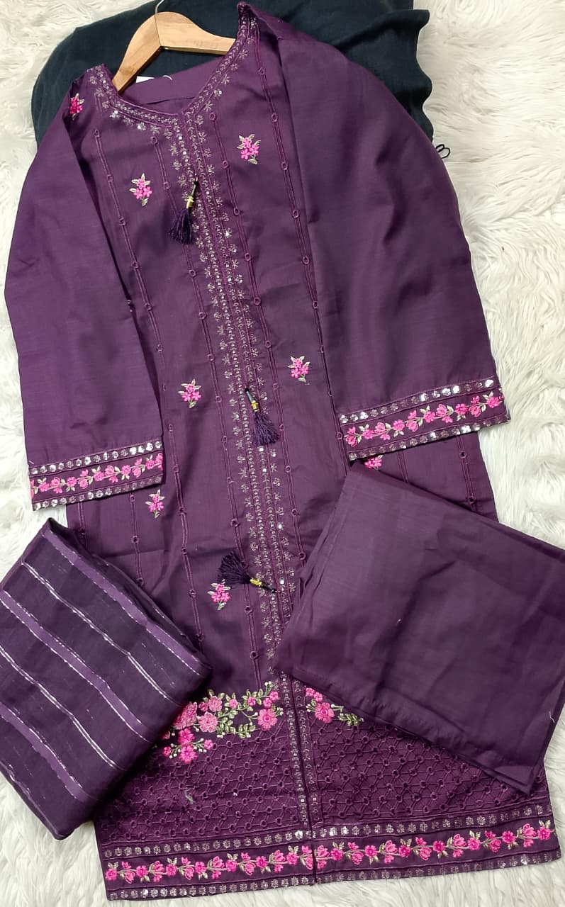3 PIECE - EMBROIDERED LAWN SUIT