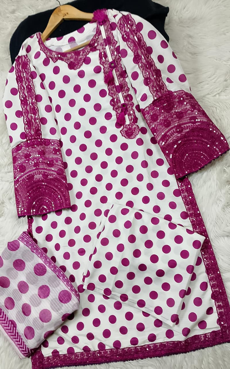 3 PIECE - EMBROIDERED LAWN SUIT