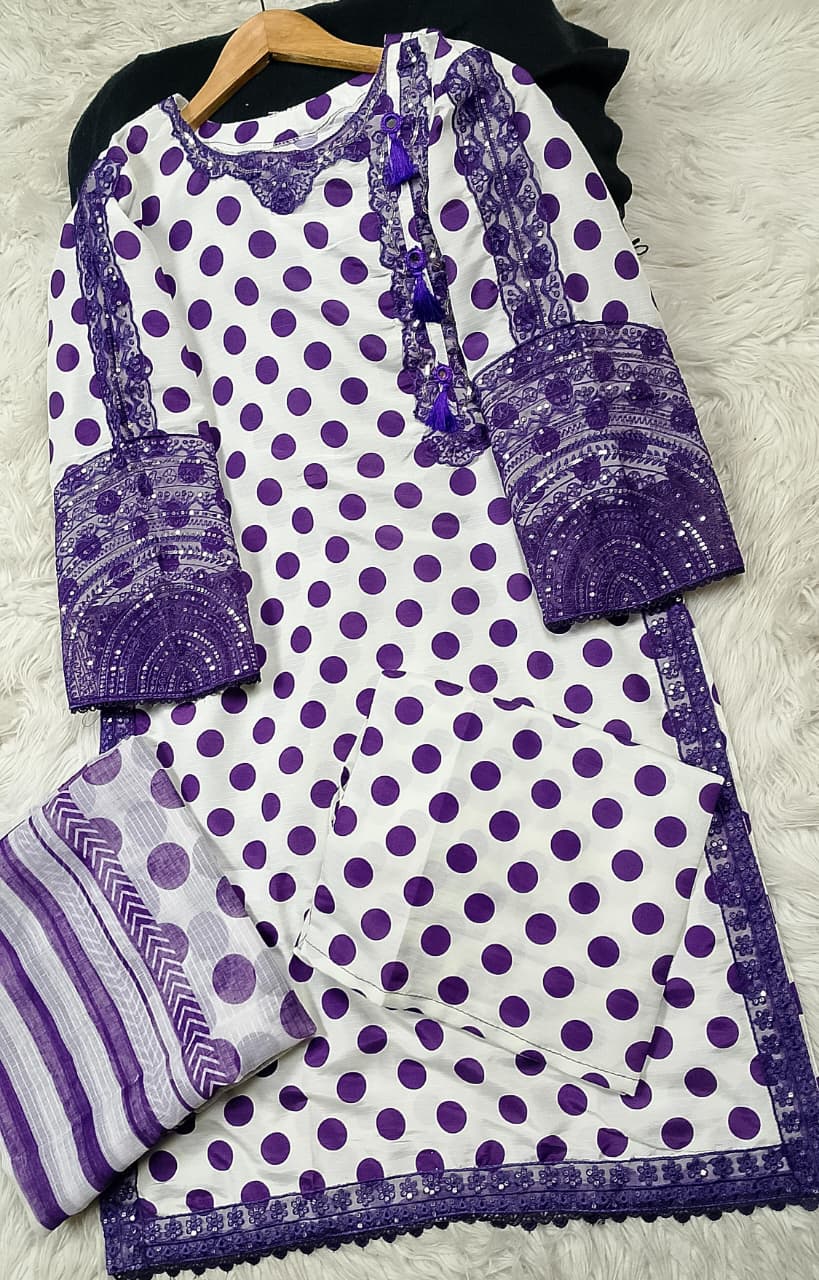 3 PIECE - EMBROIDERED LAWN SUIT