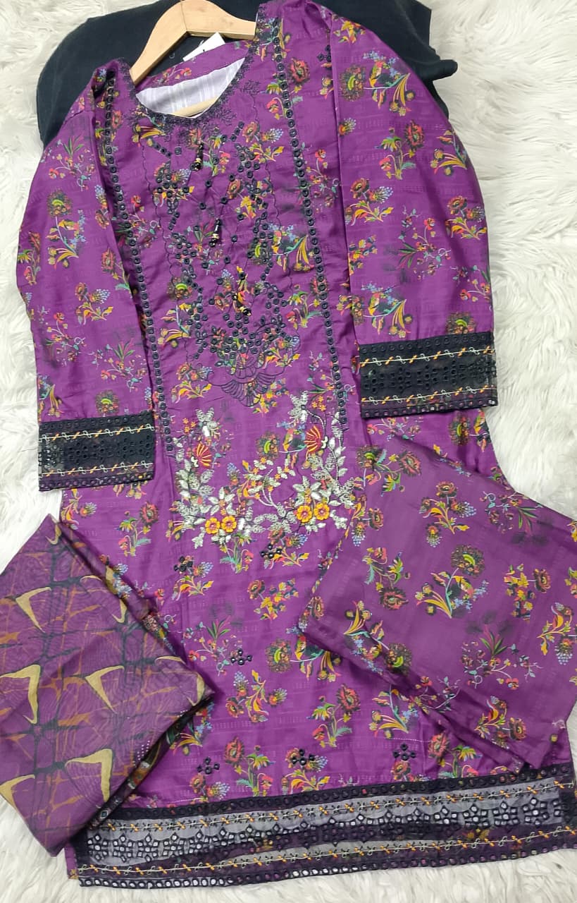 3 PIECE - EMBROIDERED LAWN SUIT