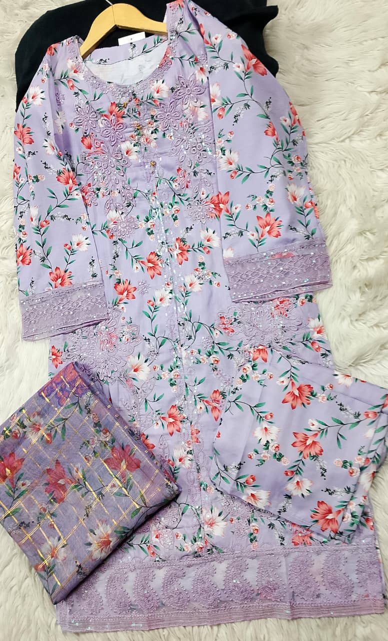 3 PIECE - EMBROIDERED LAWN SUIT