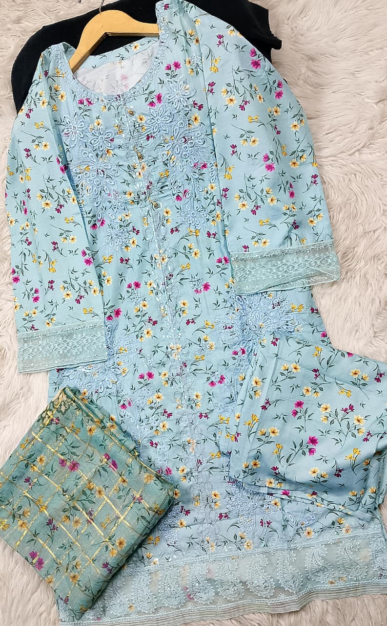 3 PIECE - EMBROIDERED LAWN SUIT