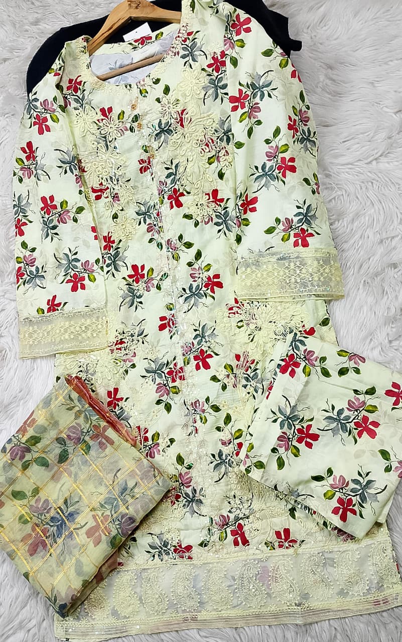 3 PIECE - EMBROIDERED LAWN SUIT