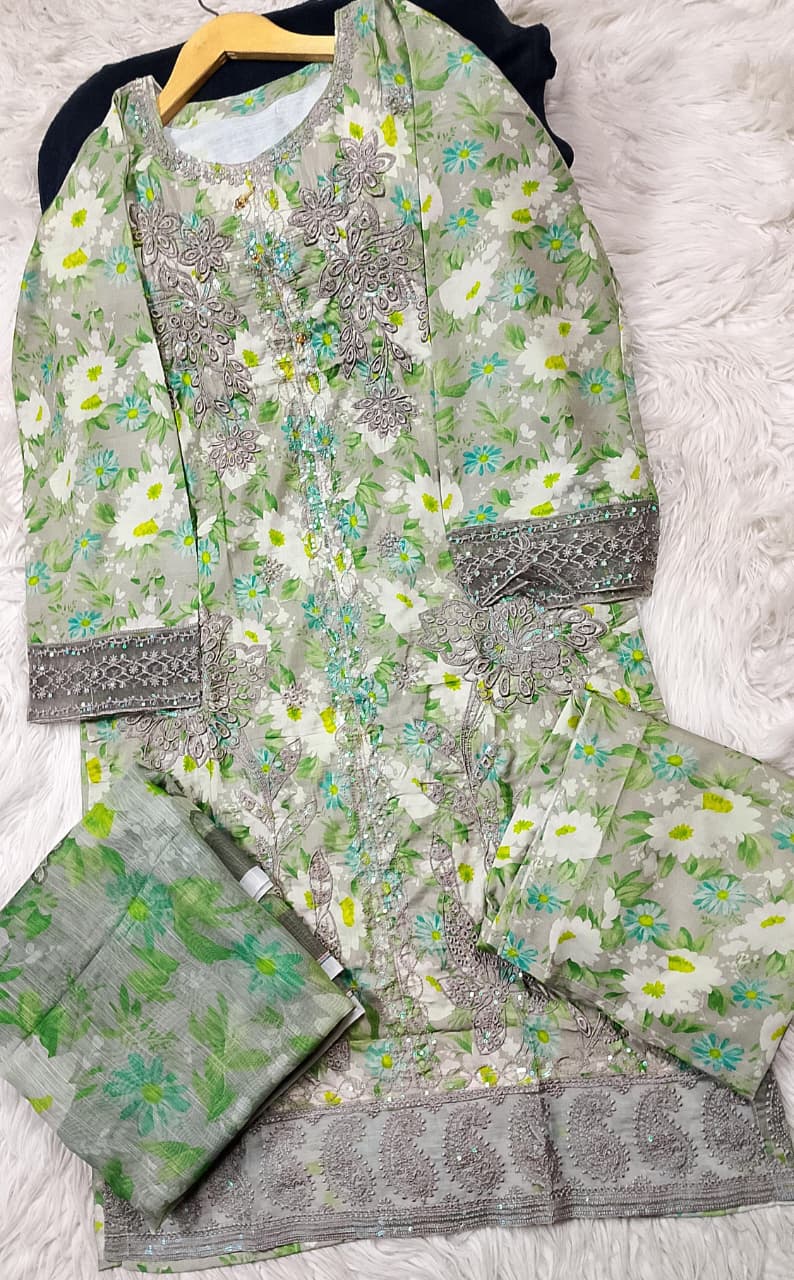 3 PIECE - EMBROIDERED LAWN SUIT