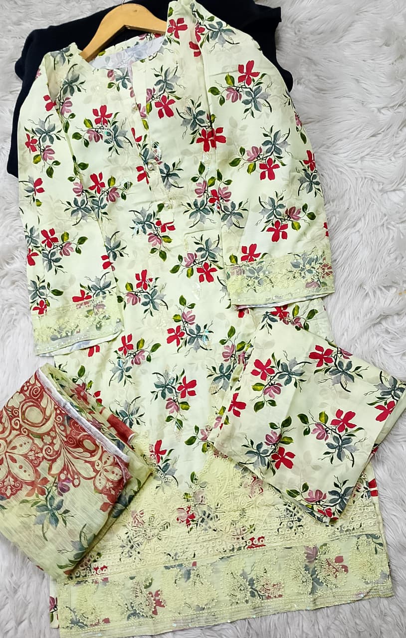 3 PIECE - EMBROIDERED LAWN SUIT