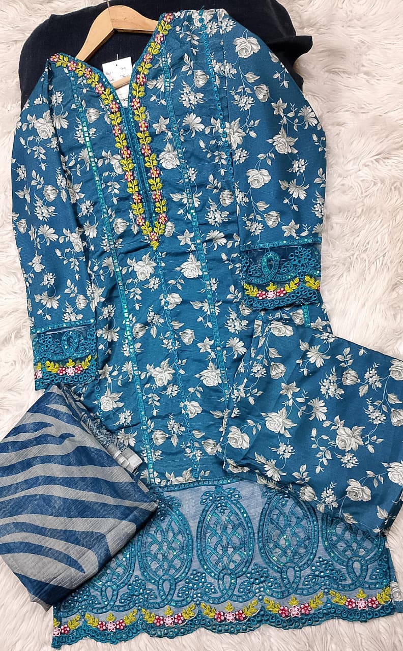 3 PIECE - EMBROIDERED LAWN SUIT