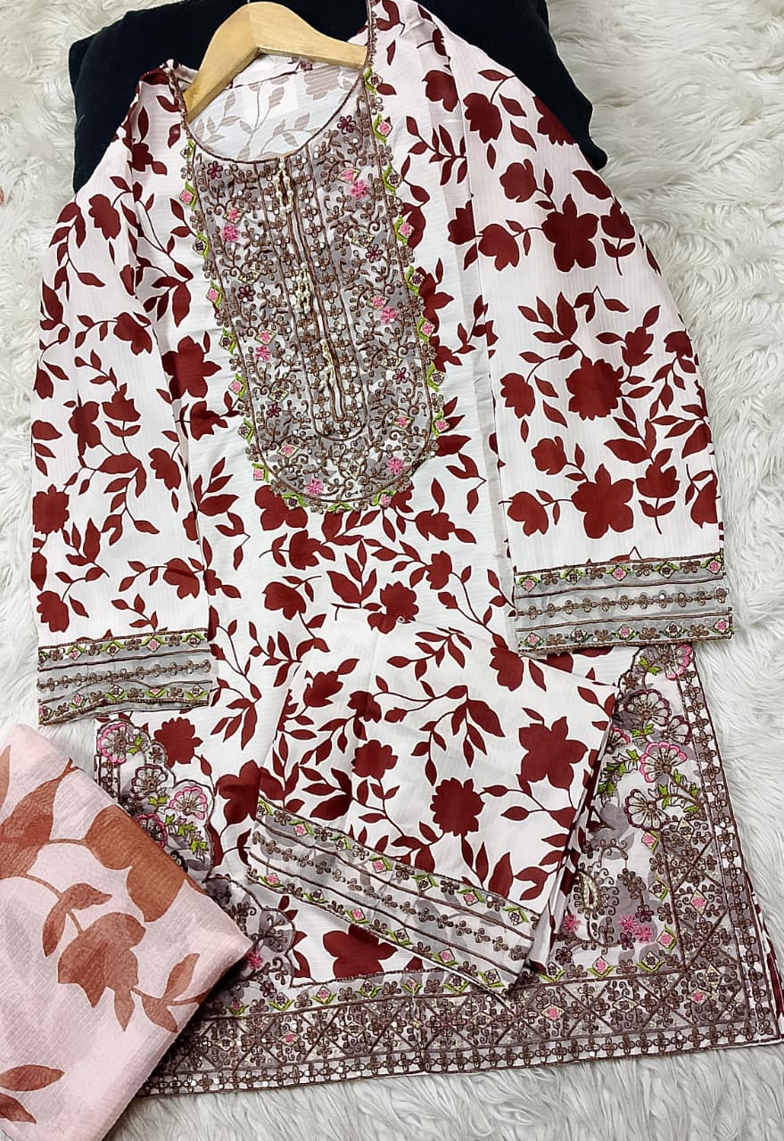 3 PIECE - EMBROIDERED LAWN SUIT