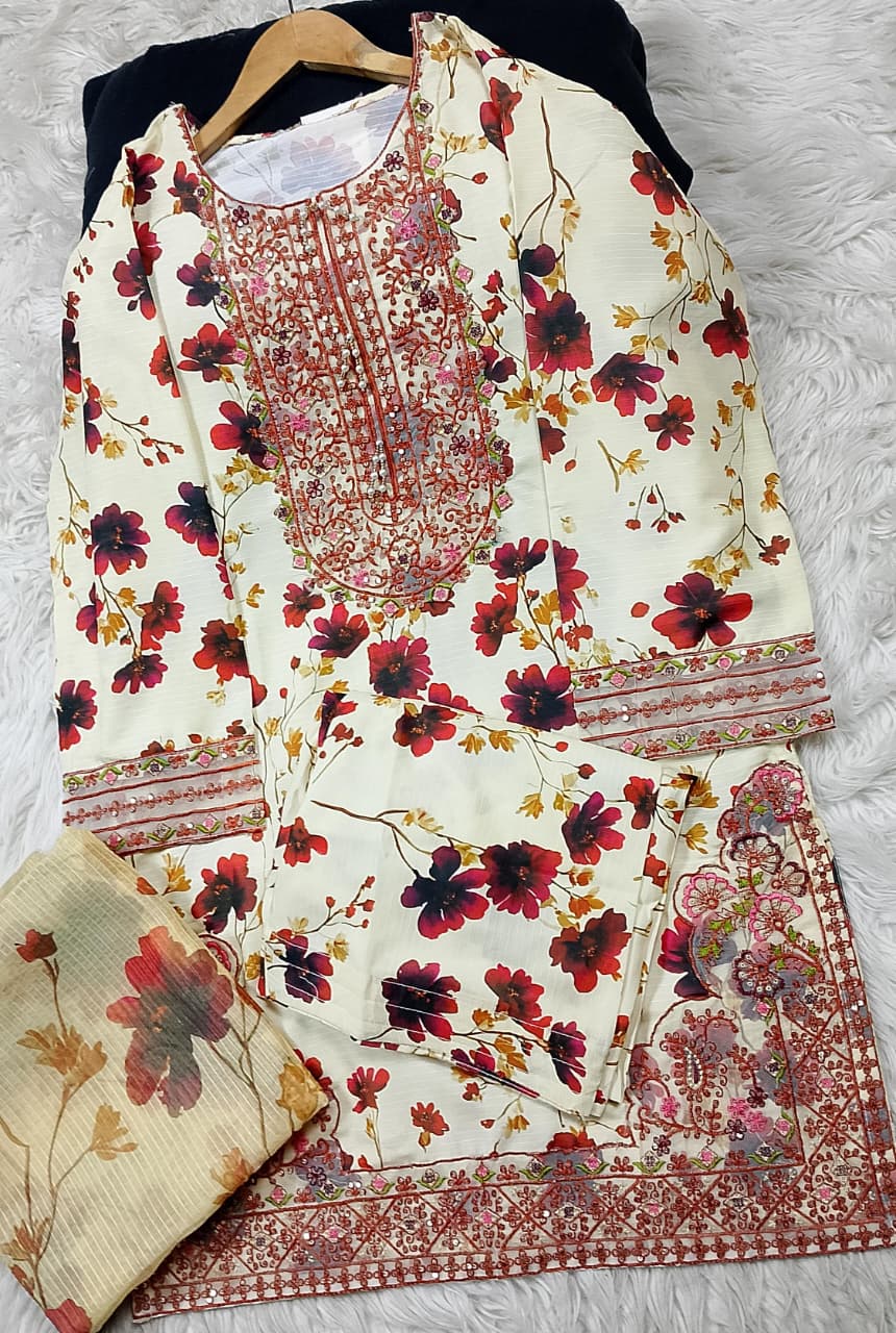3 PIECE - EMBROIDERED LAWN SUIT