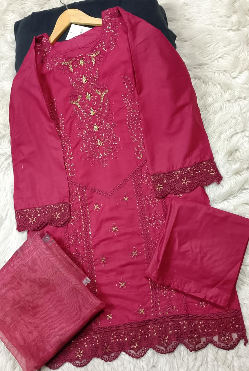 3 PIECE - EMBROIDERED LAWN SUIT