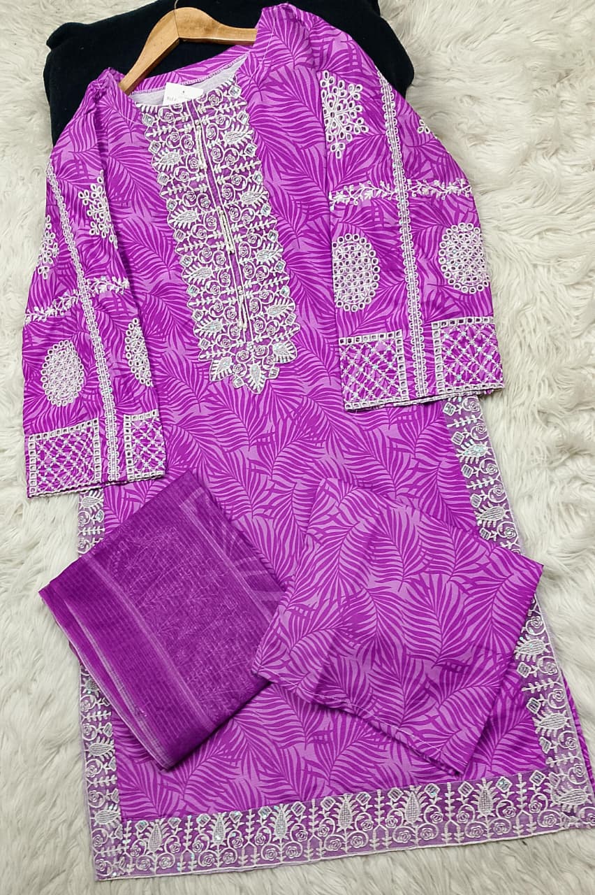 3 PIECE - EMBROIDERED LAWN SUIT