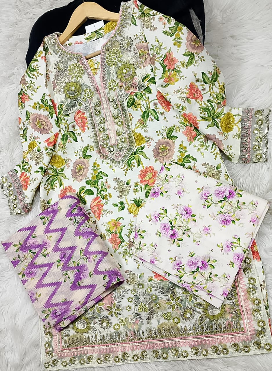 3 PIECE - EMBROIDERED LAWN SUIT