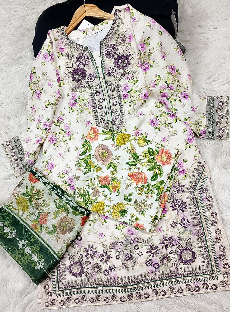 3 PIECE - EMBROIDERED LAWN SUIT