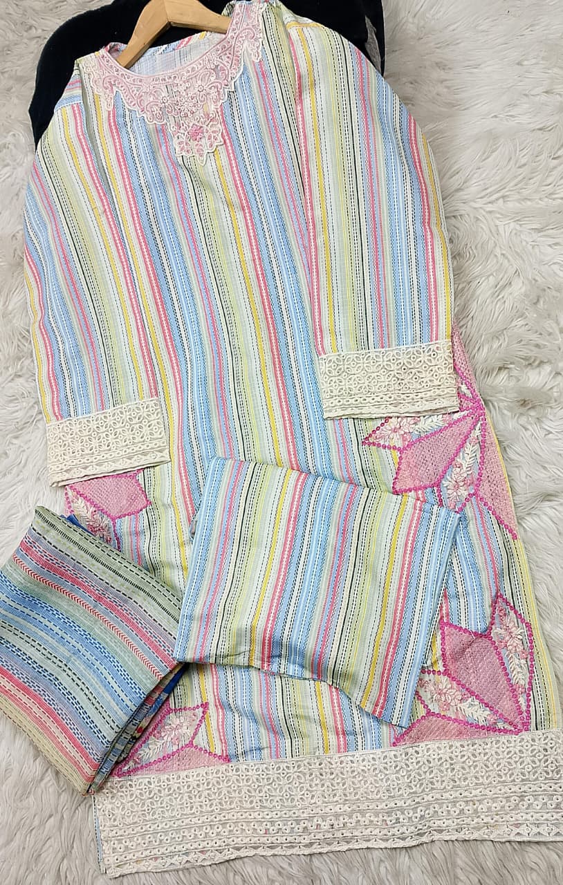 3 PIECE - EMBROIDERED LAWN SUIT