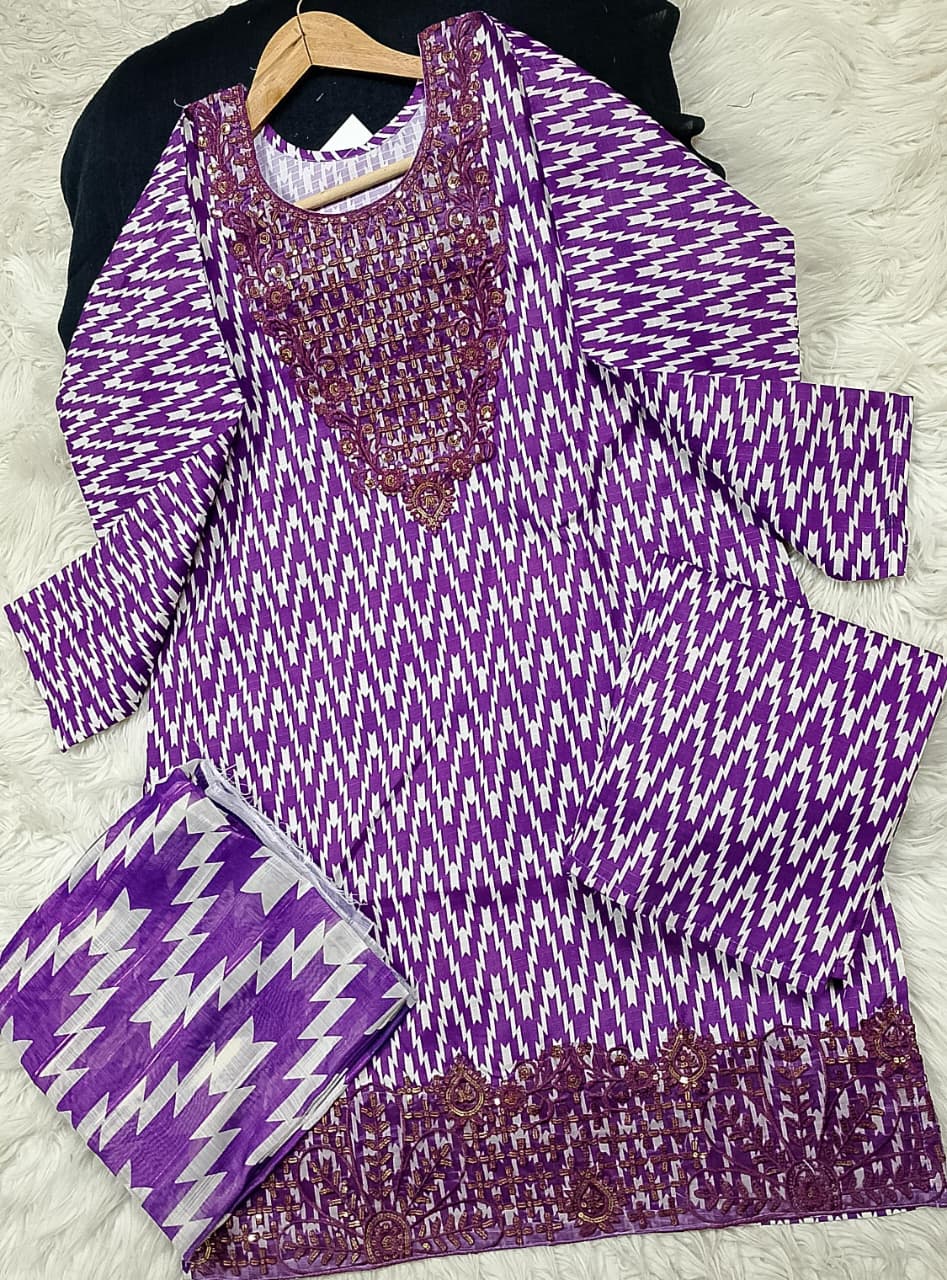 3 PIECE - EMBROIDERED LAWN SUIT