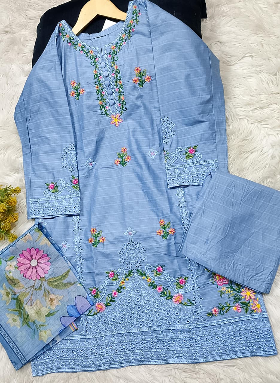 3 PIECE - EMBROIDERED LAWN SUIT