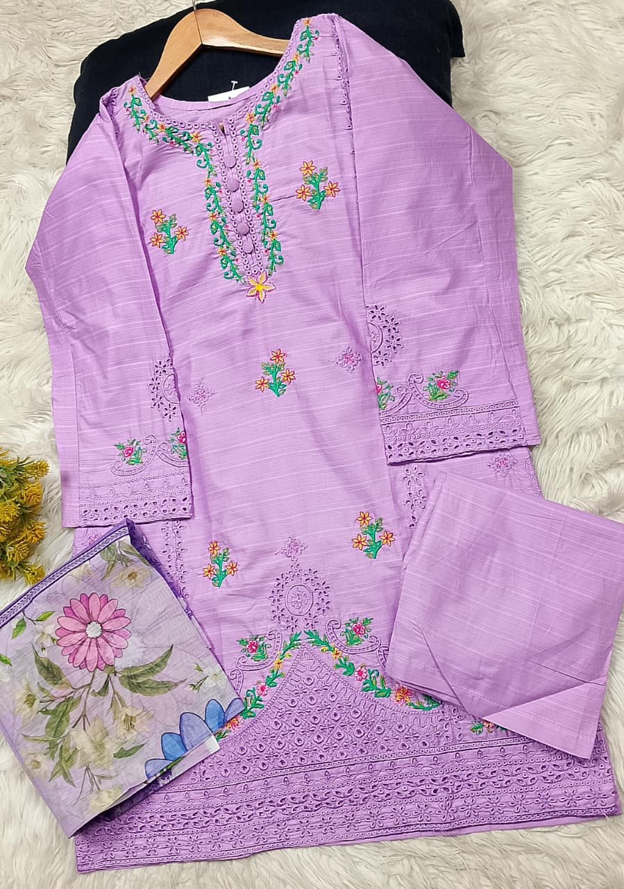3 PIECE - EMBROIDERED LAWN SUIT