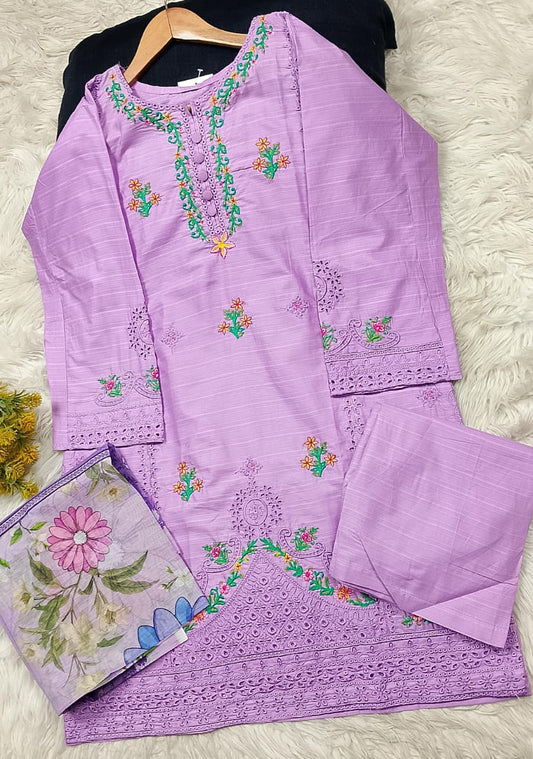 3 PIECE - EMBROIDERED LAWN SUIT