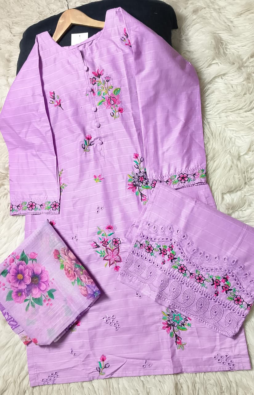 3 PIECE - EMBROIDERED LAWN SUIT