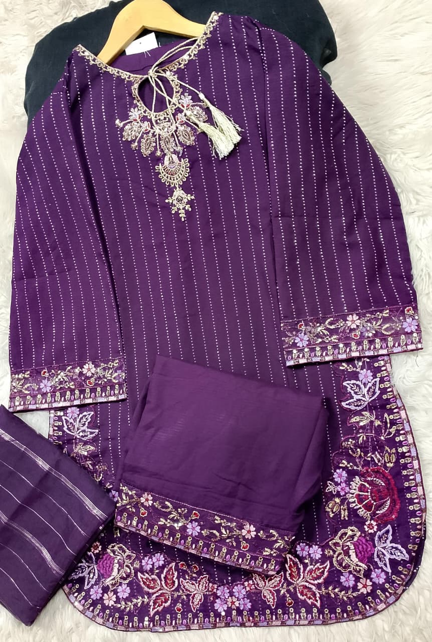 3 PIECE - EMBROIDERED LAWN SUIT