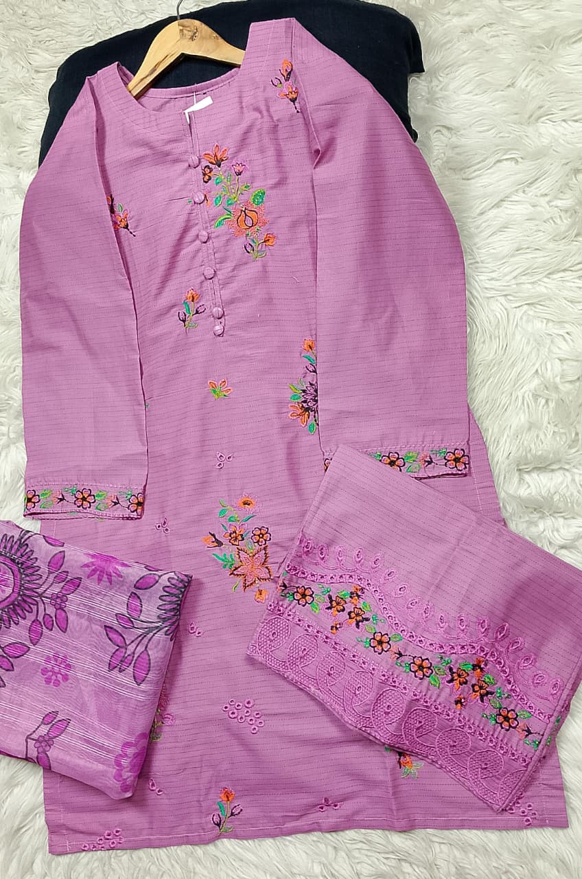 3 PIECE - EMBROIDERED LAWN SUIT