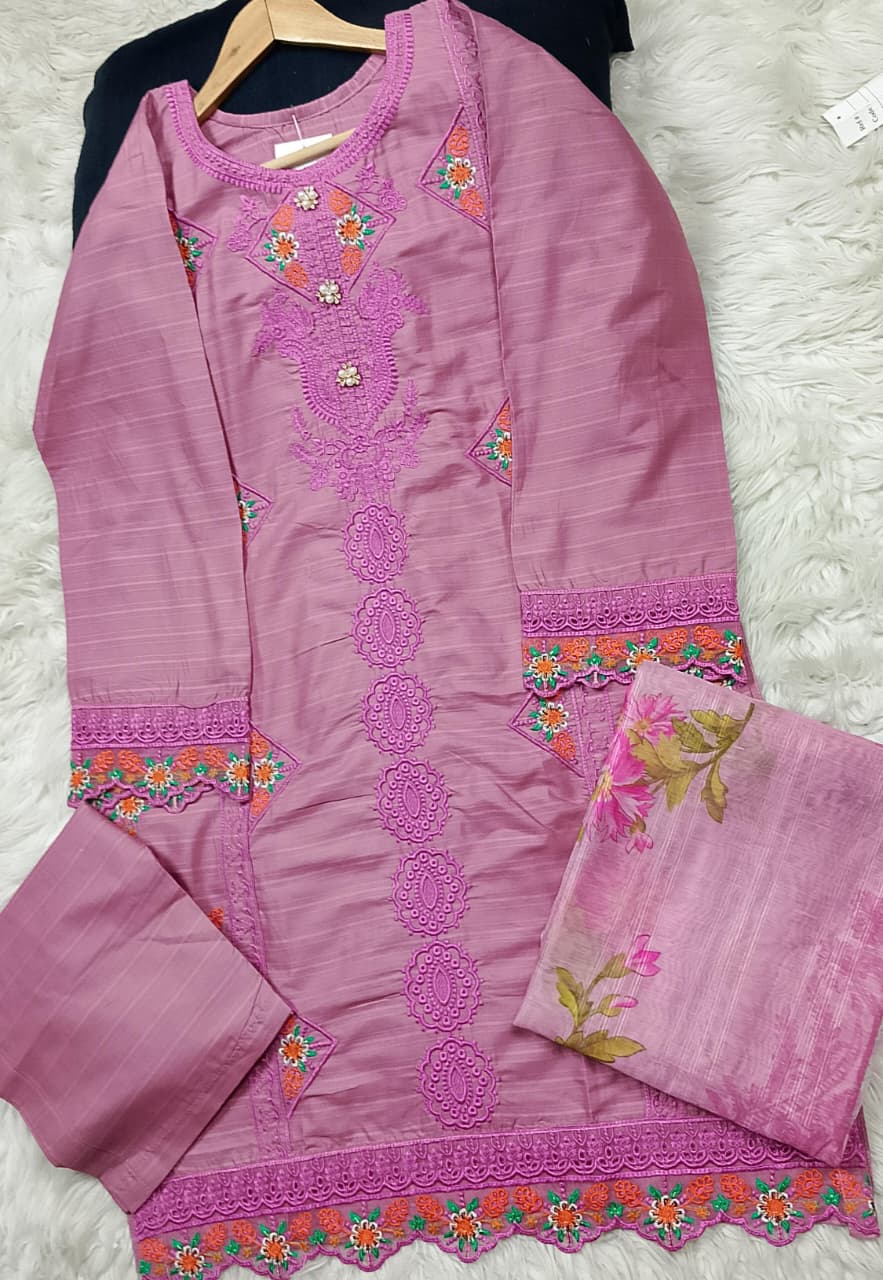 3 PIECE - EMBROIDERED LAWN SUIT