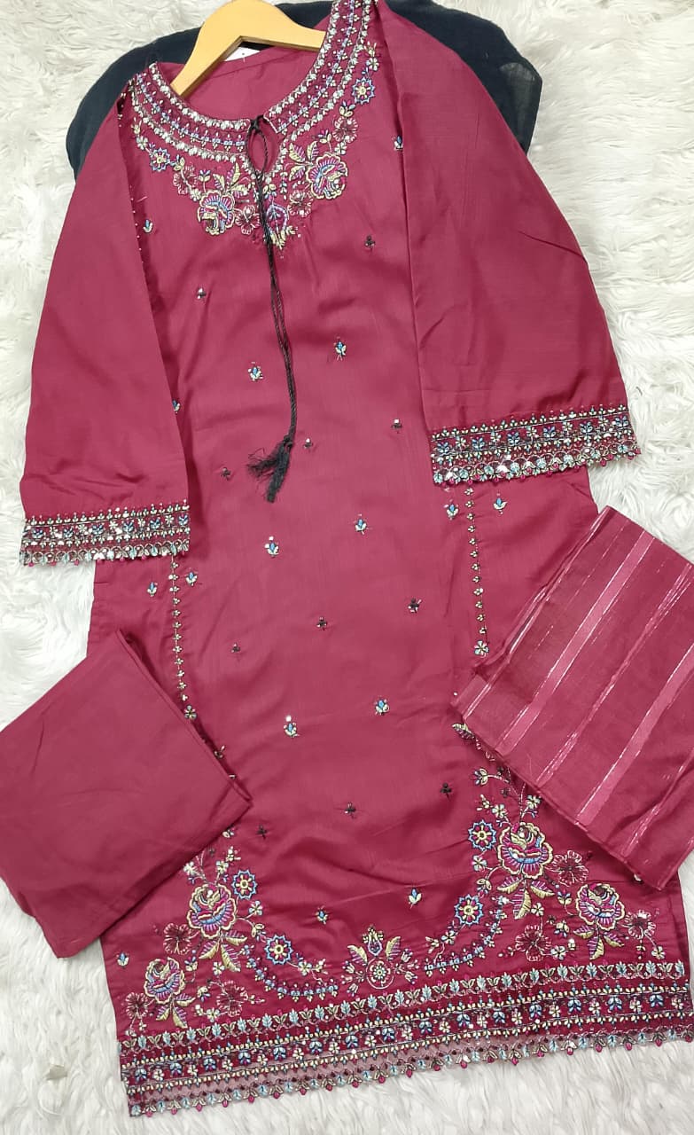 3 PIECE - EMBROIDERED LAWN SUIT