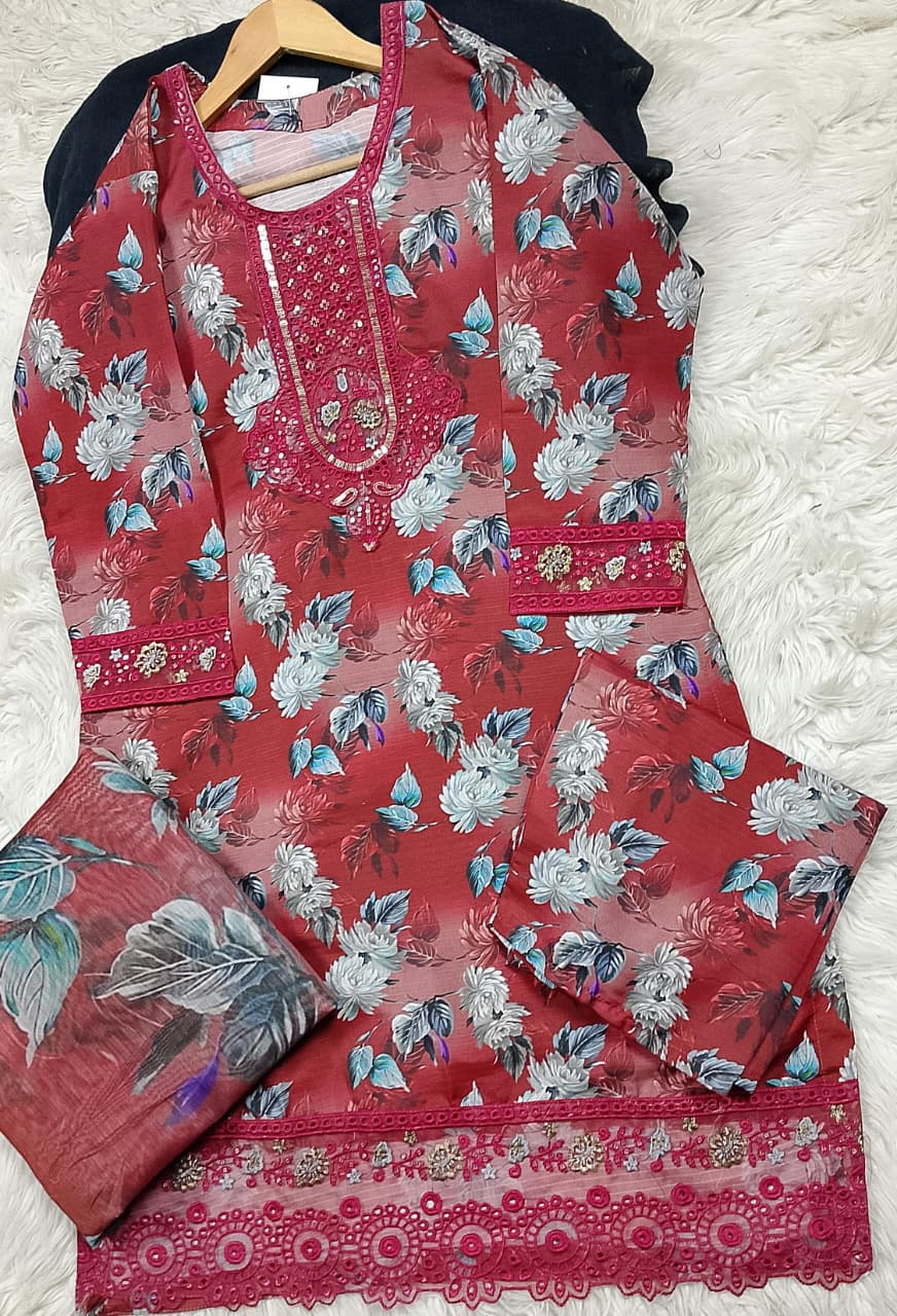 3 PIECE - EMBROIDERED LAWN SUIT